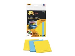 POST-IT LABEL PADS - 73 x 73 mm - Geel / Blauw 3M - Super Sticky - 3 bloks x 25 vel