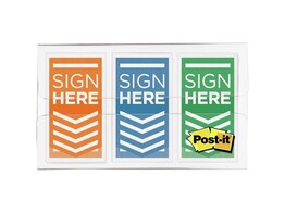POST-IT  INDEX 24 mm - Sign Here Standard 24 x 43 mm  -  set 3 kleur x 20
