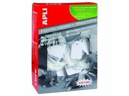 HANGETIKETTEN / DRAADETIKETTEN - 36 x 53 mm Apli - met koordje - Doos 500