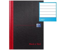 Notebook Gebonden BnR - Karton - A4 - Gelijnd Oxford Black n  Red - 96 vel  - 90 grs.