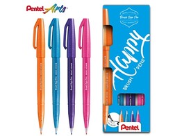 STIFT   BRUSH Sign Pen   penseelpunt - Set 4 Pentel Art serie - 4 funkleuren