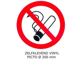 PICKUP VINYL STICKER    Verboden te roken   PICTO - Ft. dia. 200 mm