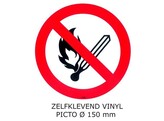 PICKUP VINYL STICKER    Open vuur   roken verbod   PICTO - Ft. dia. 150 mm