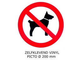 PICKUP VINYL STICKER    Honden niet toegelaten   PICTO - Ft. dia. 200 mm
