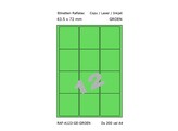 ETIKETTEN RAFLATAC A12-3 - Ft. 63.5 x 72 mm Groen - 12 etiket / vel A4 - Doos 200 vel