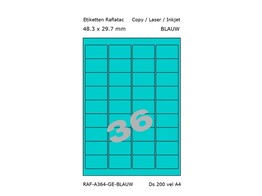 ETIKETTEN RAFLATAC A36-4 - Ft. 48.3 x 29.7 mm Blauw - 36 etiket / vel A4 - Doos 200 vel