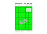 ETIKETTEN RAFLATAC A65-5 - Ft. 38.1 x 21.2 mm FLUO Groen - 65 etiket / vel A4 - Doos 200 vel