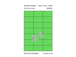 ETIKETTEN RAFLATAC H21-3 - Ft. 70 x 42.4 mm Groen - 21 etiket / vel A4 - Doos 200 vel