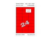 ETIKETTEN RAFLATAC H24-3 - Ft. 70 x 37.1 mm FLUO Rood - 24 etiket / vel A4 - Doos 200 vel
