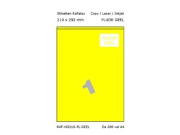 ETIKETTEN RAFLATAC HG1-1S - Ft. 210 x 292 mm FLUO Geel - 1 etiket / vel A4 - Doos 200 vel