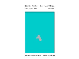 ETIKETTEN RAFLATAC HG1-1S - Ft. 210 x 292 mm Blauw - 1 etiket / vel A4 - Doos 200 vel