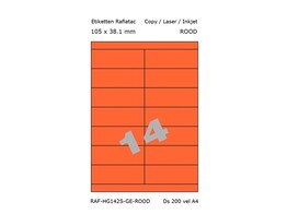 ETIKETTEN RAFLATAC HG14-2S - Ft. 105 x 38.1 mm Rood - 14 etiket / vel A4 - Doos 200 vel