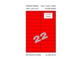 ETIKETTEN RAFLATAC HG22-2 - Ft. 105 x 25.4 mm FLUO Rood - 22 etiket / vel A4 - Doos 200 vel