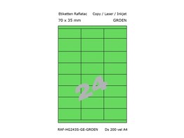 ETIKETTEN RAFLATAC HG24-3S - Ft. 70 x 35 mm Groen - 24 etiket / vel A4 - Doos 200 vel