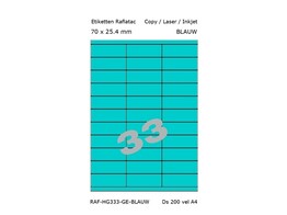 ETIKETTEN RAFLATAC HG33-3 - Ft. 70 x 25.4 mm Blauw - 33 etiket / vel A4 - Doos 200 vel