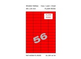 ETIKETTEN RAFLATAC HG56-4 - Ft. 48 x 20 mm FLUO Rood - 56 etiket / vel A4 - Doos 200 vel