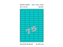ETIKETTEN RAFLATAC HG75-5 - Ft. 40 x 18 mm Blauw - 75 etiket / vel A4 - Doos 200 vel