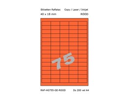 ETIKETTEN RAFLATAC HG75-5 - Ft. 40 x 18 mm Rood - 75 etiket / vel A4 - Doos 200 vel