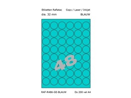 ETIKETTEN RAFLATAC R48-6 - rond dia. 32 mm Blauw - 48 etiket / vel A4 - Doos 200 vel