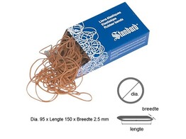 ELASTIEKEN Nr. 38 - Lengte 150 x Breedte 2.5 mm Doos 500 gr - Diameter 95 mm