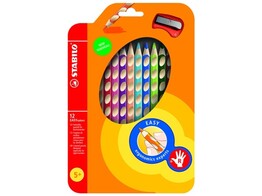 POTLOOD STABILO   Easy Colors   - Set 12 Ergonomic RECHTSHANDIG - Incl. slijper