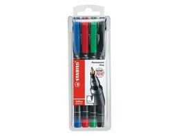STIFT STABILO OH-PEN PERM. F - Set 4 Fijn 0.7 mm