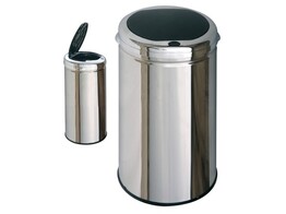 PAPIERBAK - 30 Liter - Chroom H. 540 x Dia. 300 mm - Deksel met drukknop