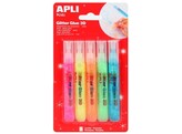 GLITTERLIJM NEON 3D - 5 Fluo colors Apli - 5 Tube x 13 ml.