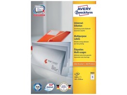 ETIKETTEN AVERY 3665 - Ft. 105 x 33.8 mm WIT - Doos 100 blad A4 - 16 etiket / blad