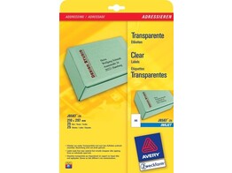 ETIKETTEN Transparant - Etiket 210 x 297 mm Avery - 1 etiket / A4 - Doos 25 vel - INK-JET