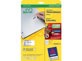 ETIKETTEN AFNEEMBAAR - Etiket 63.5 x 29.6 mm Avery - 27 etiket / A4 - Doos 25 vel