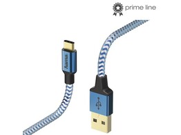OPLAADKABEL USB-A / USB-C - Reflective Hama prime line - Lengte 150 cm - Blauw