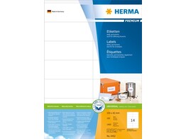ETIKETTEN PREMIUM 4452 - Ft. 105 x 42 mm HERMA - Doos 100 blad A4 - 14 etiket / blad