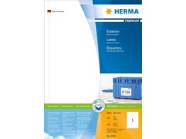 ETIKETTEN PREMIUM 4458 - Ft. 200 x 297 mm HERMA - Doos 100 blad A4 - 1 etiket / blad