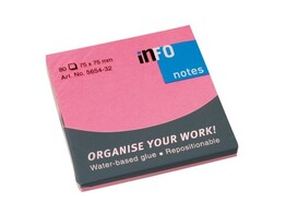 INFO NOTES - Ft. 75 x 75 mm - Fluo Roze Blok x 80 vel