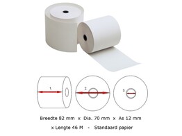 PAPIERROL 82 mm / 70 / 12  -  Lengte 46 M Kores