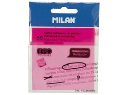 TRANSPARANTE NOTES - Ft. 76 x 76 mm - Fluo roze Milan - Blok x 50 vel - Neon Roze