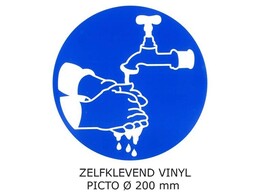 PICKUP VINYL STICKER    Handen wassen verplicht   PICTO - Ft. dia. 200 mm