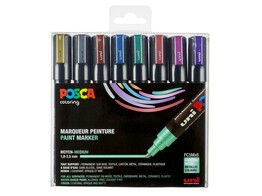 POSCA MARKER - PC5M - Set 8 metallic kleuren Waterverfstift - Punt 1.8 - 2.5 mm