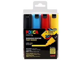 POSCA MARKER - PC7M - Set 4 basis kleuren Waterverfstift - Punt 4.5 - 5.5 mm