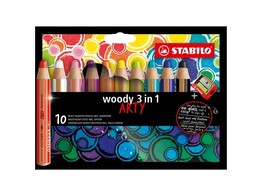POTLOOD WOODY 3 in 1 - Set 10 Stabilo ARTY - Inclusief SLIJPER