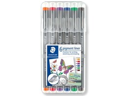 FINELINER PIGMENT 308 - Color - 0.5 mm - set 6 Staedtler - Pigment inkt - Staedtler box