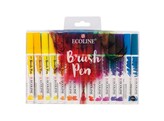 TALENS ECOLINE BRUSHPEN - Set I - 30 kleuren Vloeibare waterverf in penvorm met penseelpunt
