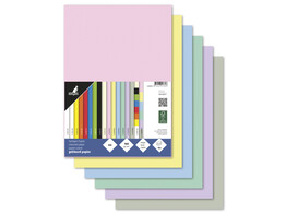 TEKENBLOK PASTEL COLORS - 160 gr. - Din A4 Kangaro - Set 50 vel - 6 Pastel kleuren