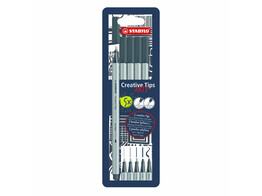 STIFT - Creative Tips - Zwart Stabilo ARTY - 5 diverse punten