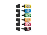 FLUO MARKER BOSS MINI   by Snooze one   - Set 6 Geel - Groen - Blauw - Roze - Oranje - Zwart