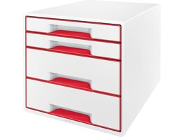 LADENBLOK WOW CUBE - Wit / Metallic rood Leitz - 4 laden   2 hoog   2 smal