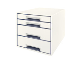 LADENBLOK WOW CUBE - Wit / Metallic grijs Leitz - 4 laden   2 hoog   2 smal