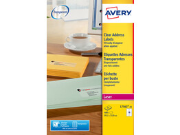 ETIKETTEN Transparant - Etiket 99.1 x 33.9 mm Avery - 16 etiket / A4 - Doos 25 vel - LASER