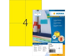 ETIKETTEN 4396 - Ft. 105 x 148 mm - Geel Herma A4 vel - 4 etiket / blad - Doos 100 vel